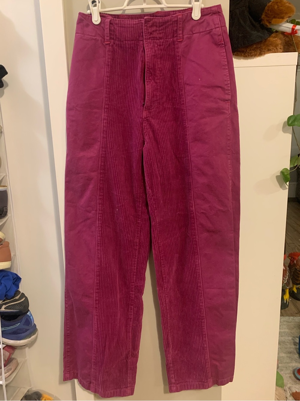 BDG Corduroy Super High-rise, wide-leg Trousers - Dark Pink/Magenta